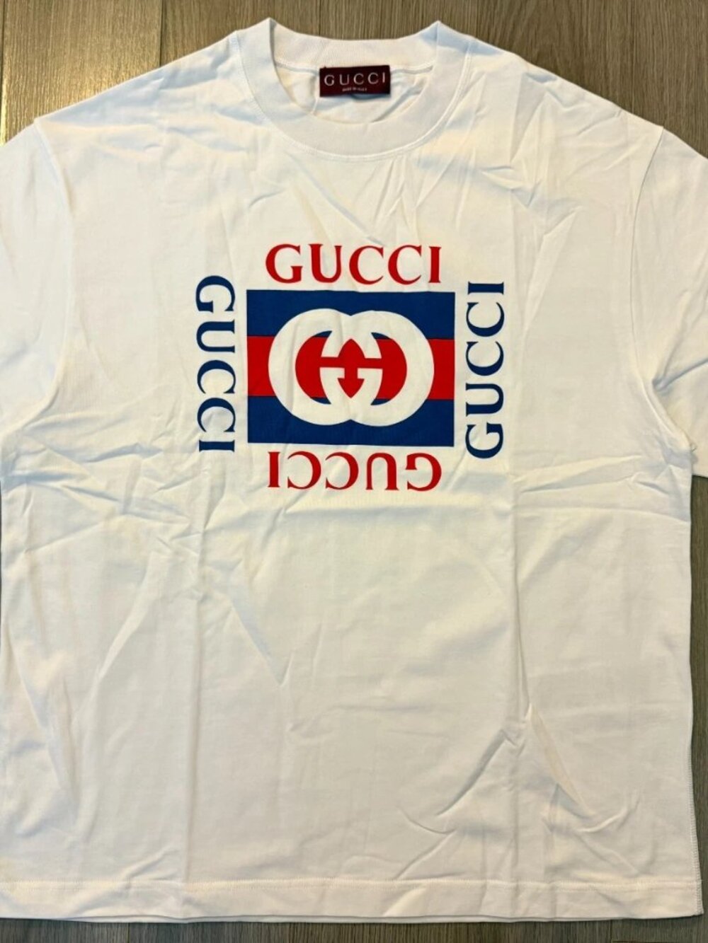 Gucci Cotton Jersey Printed Tee Shirt white sz M